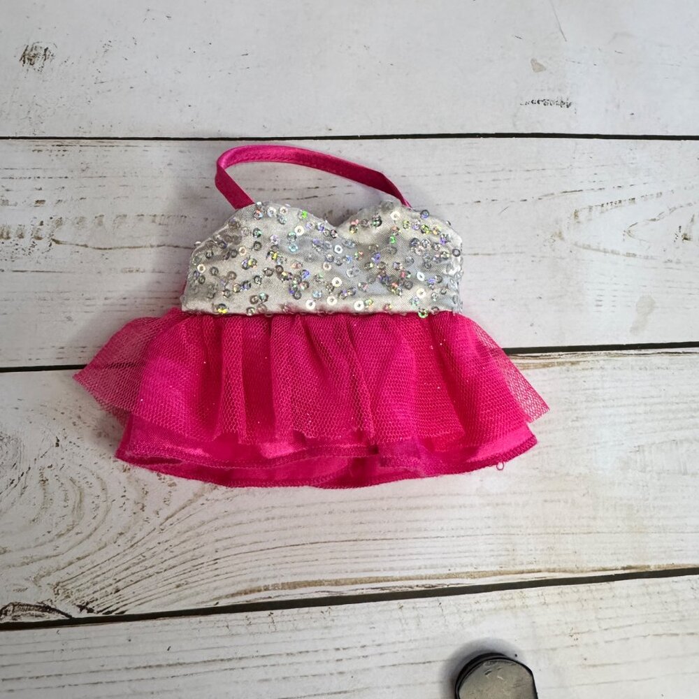 Build-A-Bear Smallfrys Buddies Pink Sequin Dress With‎ Tulle Skirt